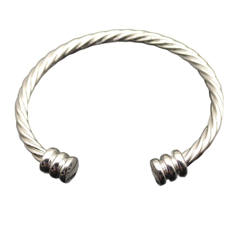 David Yurman Silver Double-Tailed Three-Stone Bracelet
